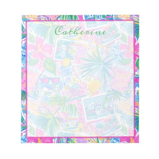 Tropical Beach Postcards Personalised Notepad (Front)