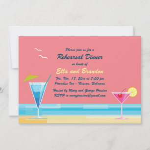 Tropical Beach Rehearsal Dinner Invitation