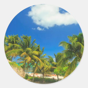 Tropical beach resort, Belise Classic Round Sticker