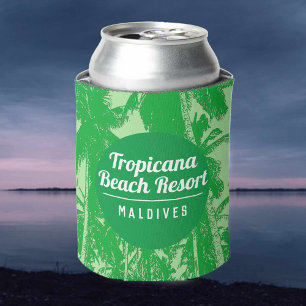 Tropical Beach Resort with Palm Trees Design Can Cooler