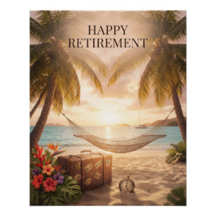 Tropical Beach Retirement Design with Hammock Poster