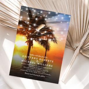 Tropical Beach Romantic Sunset Wedding Invitation