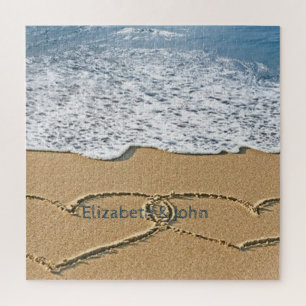 Tropical Beach Sand Hearts Jigsaw Puzzle