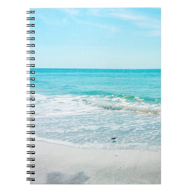 Tropical Beach Sand Ocean Waves Sea Shells Gulf Spiral Notebook (Front)
