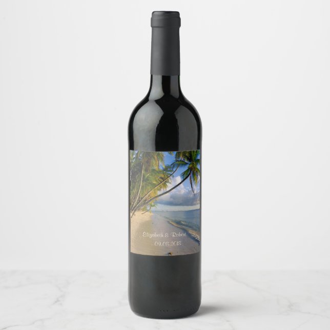 Tropical Beach,Sand ,Palm Wine Label (Front)