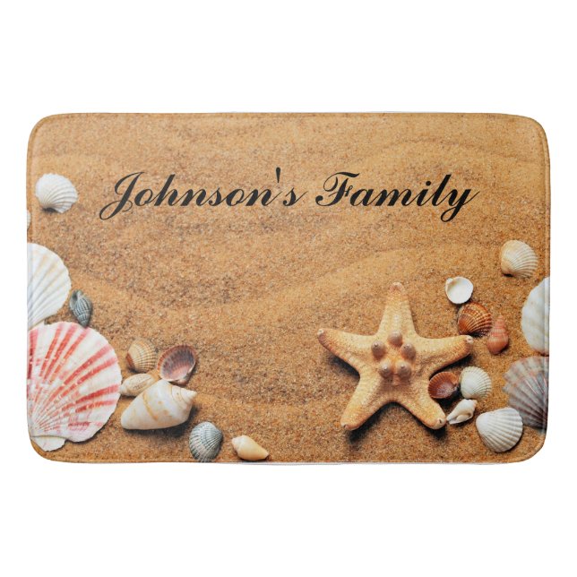 Tropical Beach Sand Seashells Custom  Bath Mat (Front)