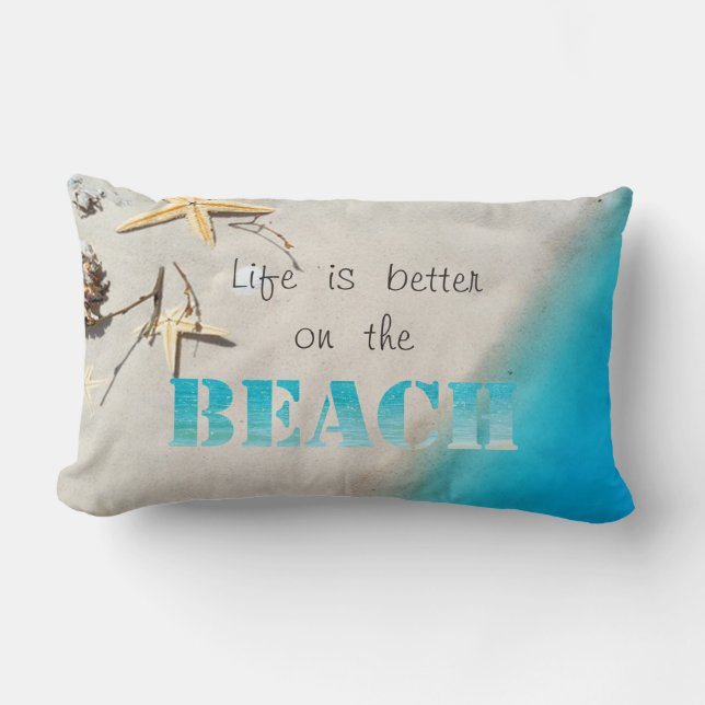 Tropical Beach,Sand,Seastar,Seashell Lumbar Cushion (Front)