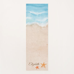 Tropical Beach, Sand, Stars Seashells Yoga Mat