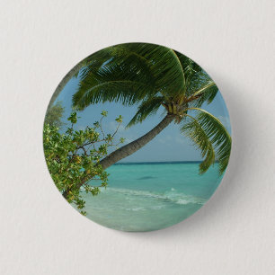 Tropical Beach Sand Sun Water Ocean Waves Surf Art 6 Cm Round Badge