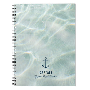 Tropical Beach & Sandy Nautical Custom Boat Name Notebook