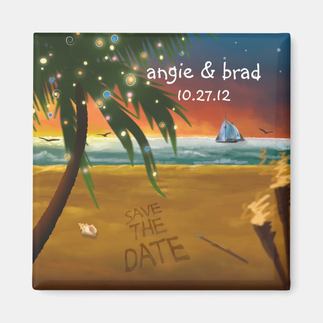 Tropical Beach Save The Date Magnet (Front)