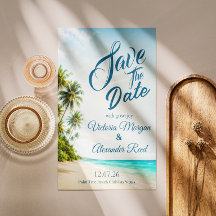 Tropical Beach Save the Date Wedding Invitation