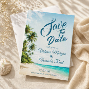 Tropical Beach Save the Date Wedding Invitation