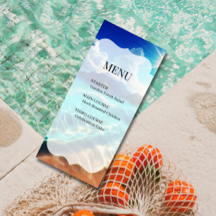 Tropical Beach Scalloped Wedding Menu Card