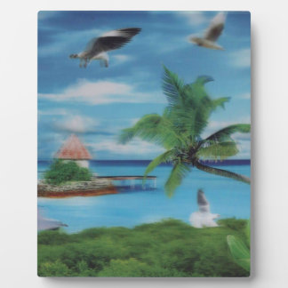 Tropical Beach Scene Art Print Plaque
