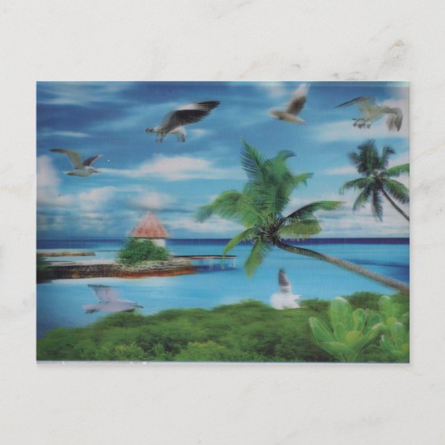 Tropical Beach Scene Art Print Postcard (Front)