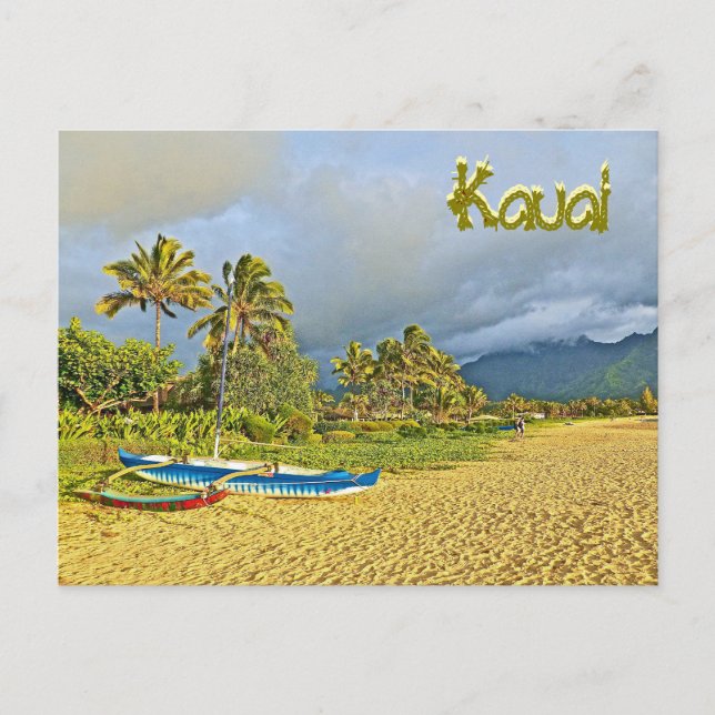 Tropical  Beach Scene, Kauai Hawaii Postcard (Front)