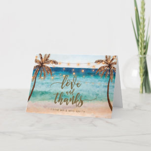 tropical beach scene love and thanks thank you card