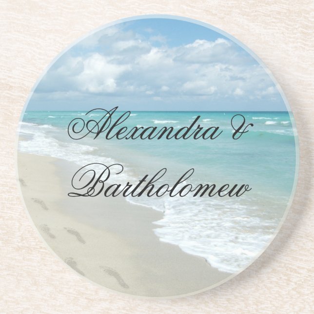 Tropical Beach Scene Personalised Keepsake Coaster (Front)
