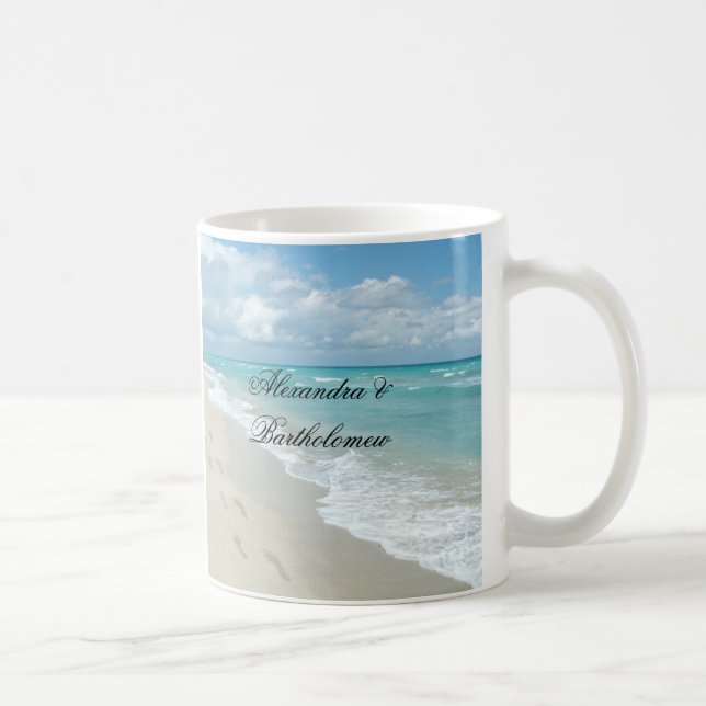 Tropical Beach Scene Personalised Keepsake Coffee Mug (Right)