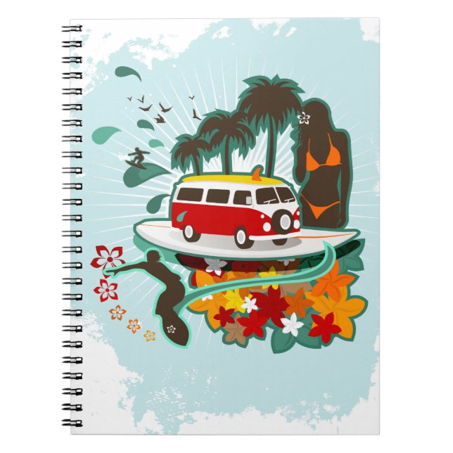 Tropical Beach Scene Spiral Notebook (Front)