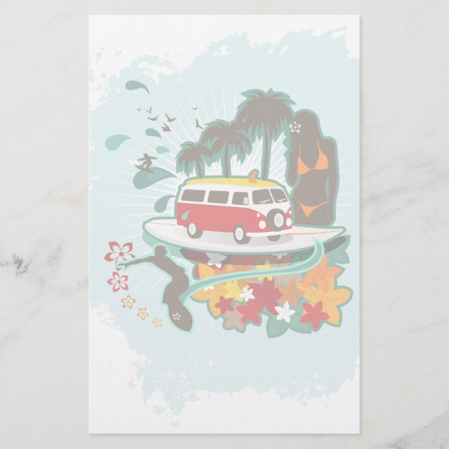 Tropical Beach Scene Stationery (Front)