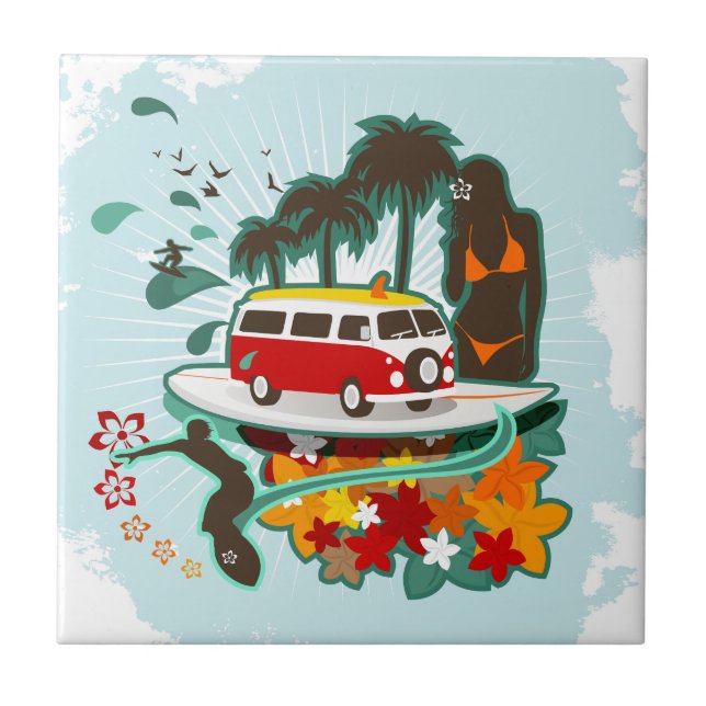 Tropical Beach Scene Tile (Front)
