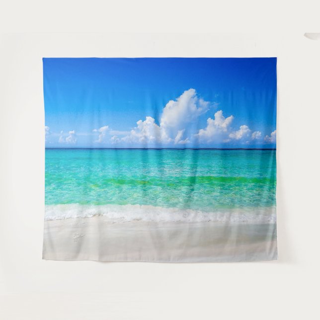 Tropical Beach Scene Turquoise Sea Tapestry (Front (Horizontal))