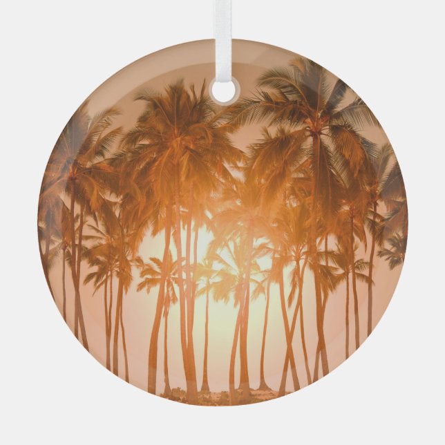 Tropical beach: scenic natural view glass tree decoration (Front)