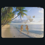 Tropical Beach,Sea horse in Love-Personalised iPad Air Cover<br><div class="desc">Tropical beach with seashells and your name.</div>