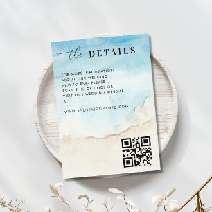 Tropical Beach Sea Ocean QR Code Details Wedding Enclosure Card