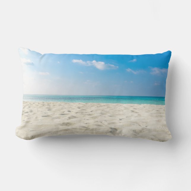 Tropical Beach Sea Sand Sky & Summer Day Lumbar Cushion (Front)