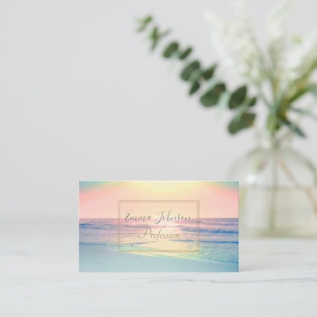 Tropical Beach Sea Sun Colourful Summer Business Card (Standing Front)
