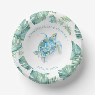 Tropical Beach Sea Turtle Baby Shower Paper Plate