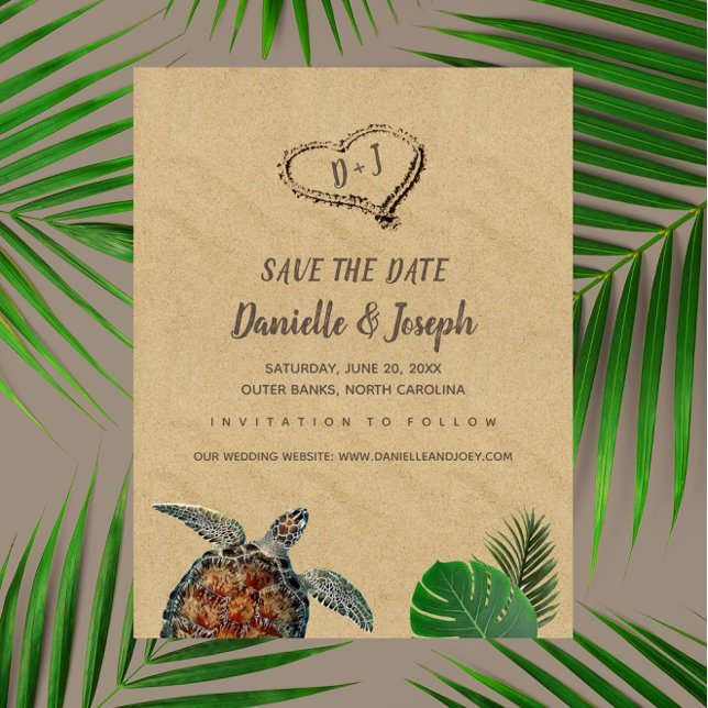 Tropical Beach Sea Turtle Wedding Save the Date (Creator Uploaded)