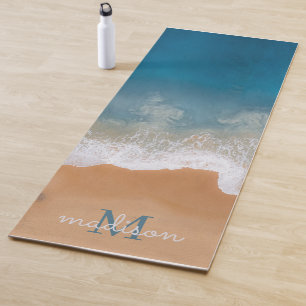 Tropical Beach Sea Wave Personalised Monogram Yoga Mat