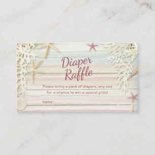 Tropical Beach Seashell Baby Shower Diaper Raffle Enclosure Card