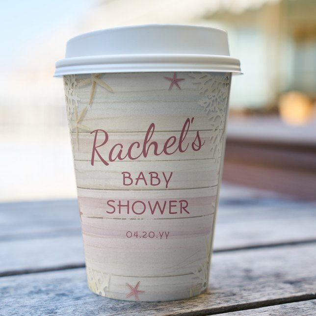 Tropical Beach Seashell Modern Boho Baby Shower Paper Cups (Creator Uploaded)