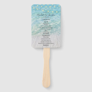 Tropical Beach Seaside String Light Wedding Hand Fan
