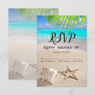 Tropical Beach,Seastar,Seashell RSVP Invitation