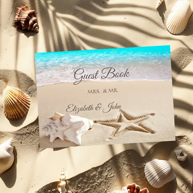 Tropical Beach,Seastar,Seashell  Wedding Guest Book (Creator Uploaded)
