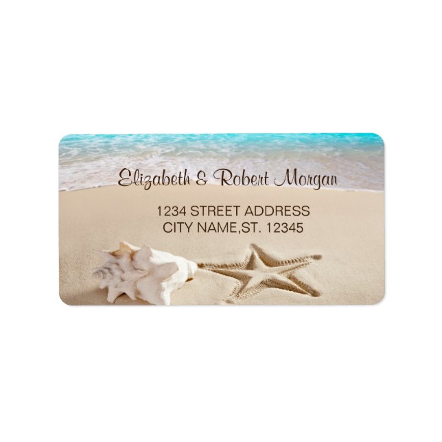 Tropical Beach,Seastar,Seashell Wedding Label (Front)