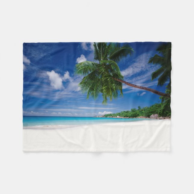 Tropical Beach | Seychelles Fleece Blanket (Front (Horizontal))