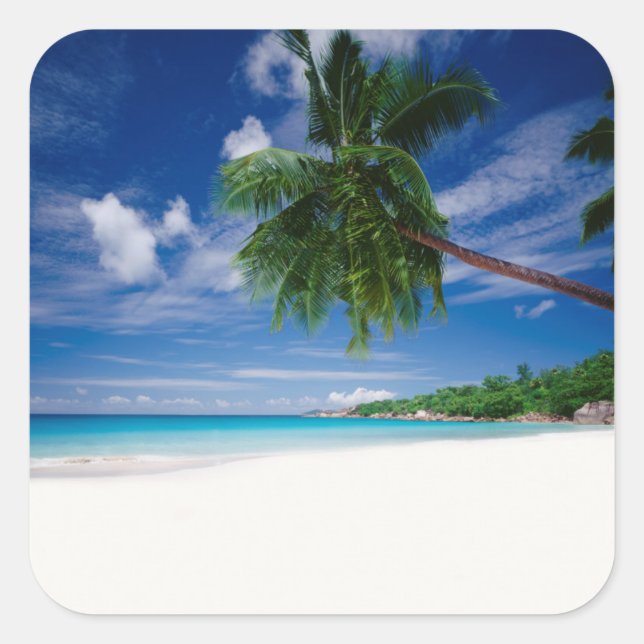 Tropical Beach | Seychelles Square Sticker (Front)