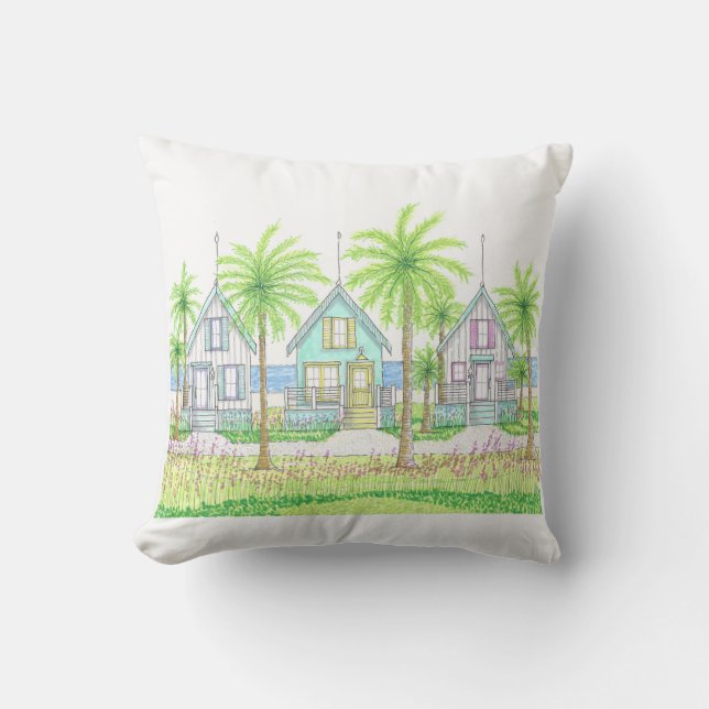 Tropical Beach Shack Pillow (Front)