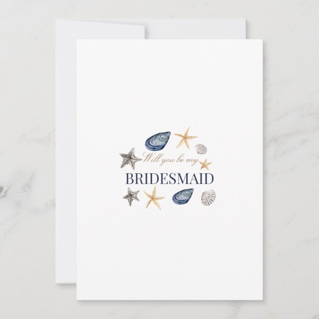 Tropical Beach Shell Bridesmaid Proposal Card  (Front)