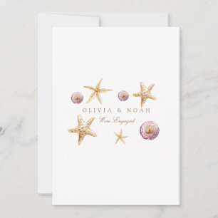 Tropical Beach Shell Engagement Announcement Card
