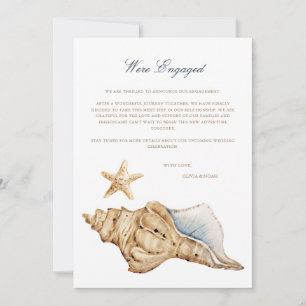 Tropical Beach Shell Engagement Announcement Card