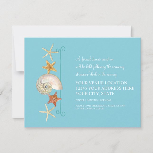 Tropical Beach Shells Starfish Nautilus Summer Invitation (Front)