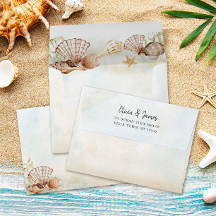 Tropical Beach Shells Wedding Envelope
